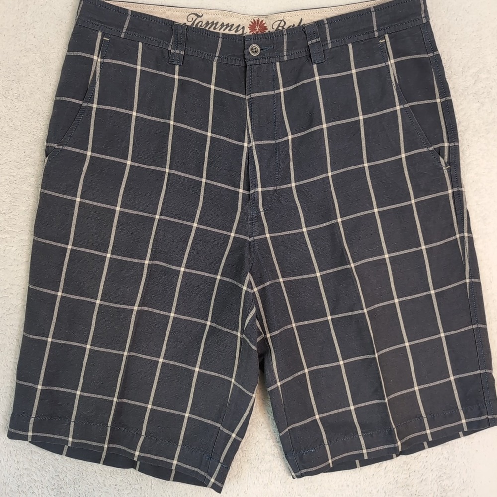 Tommy Bahama Shorts Mens 36x11 Paradise Nation Linen‎ Silk Plaid Beachy Golf